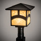 Meyda Lighting Seneca 17" Craftsman Brown Hill Top Outdoor Post Mount Light With Beige Shade Glass