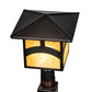 Meyda Lighting Seneca 17" Craftsman Brown Hill Top Outdoor Post Mount Light With Beige Shade Glass