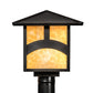 Meyda Lighting Seneca 17" Craftsman Brown Hill Top Outdoor Post Mount Light With Beige Shade Glass
