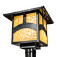 Meyda Lighting Seneca 17" Craftsman Brown Hill Top Outdoor Post Mount Light With Beige Shade Glass