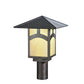 Meyda Lighting Seneca 17" Craftsman Brown Hill Top Post Light With Beige Iridescent Art Shade Glass