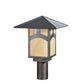 Meyda Lighting Seneca 17" Craftsman Brown Hill Top Post Light With Beige Iridescent Art Shade Glass
