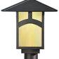 Meyda Lighting Seneca 17" Craftsman Brown Hill Top Post Light With Beige Iridescent Art Shade Glass