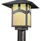 Meyda Lighting Seneca 17" Craftsman Brown Hill Top Post Light With Beige Iridescent Art Shade Glass