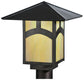 Meyda Lighting Seneca 17" Craftsman Brown Hill Top Post Light With Beige Iridescent Art Shade Glass