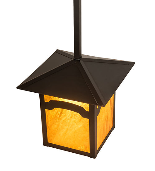 Meyda Lighting Seneca 17" Craftsman Brown Mountain View Pendant Light With Honey Art Shade Glass
