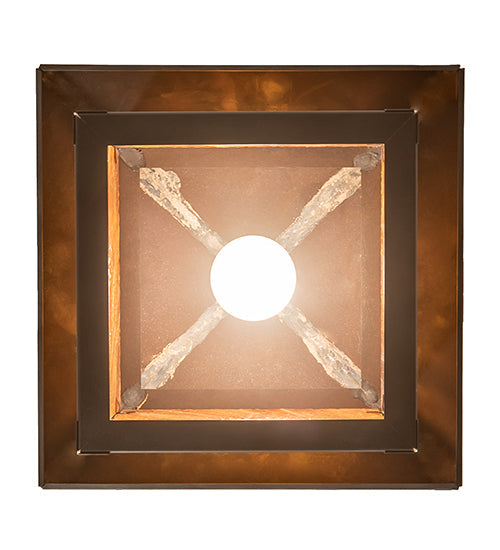 Meyda Lighting Seneca 17" Craftsman Brown Mountain View Pendant Light With Honey Art Shade Glass