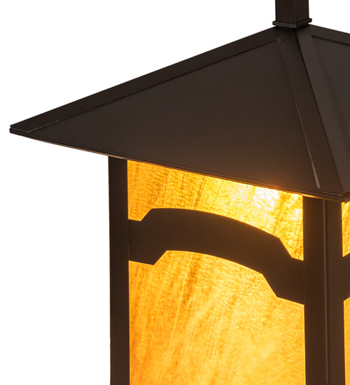Meyda Lighting Seneca 17" Craftsman Brown Mountain View Pendant Light With Honey Art Shade Glass