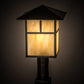 Meyda Lighting Seneca 17" Craftsman Brown Outdoor Post Mount Light With Beige Iridescent Shade Glass