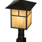 Meyda Lighting Seneca 17" Craftsman Brown Outdoor Post Mount Light With Beige Iridescent Shade Glass