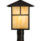 Meyda Lighting Seneca 17" Craftsman Brown Outdoor Post Mount Light With Beige Iridescent Shade Glass