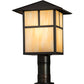 Meyda Lighting Seneca 17" Craftsman Brown Outdoor Post Mount Light With Beige Iridescent Shade Glass