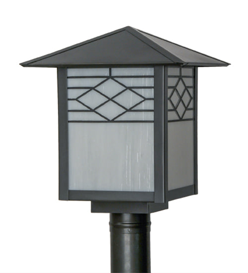 Meyda Lighting Seneca 17" Craftsman Brown Ponte Outdoor Post Mount Light With White Art Shade Glass