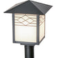 Meyda Lighting Seneca 17" Craftsman Brown Ponte Outdoor Post Mount Light With White Art Shade Glass