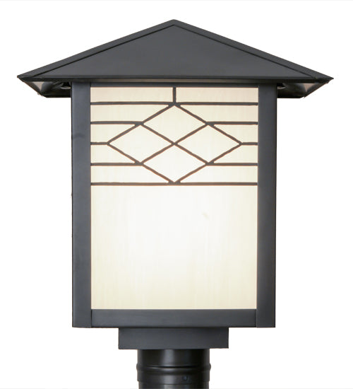 Meyda Lighting Seneca 17" Craftsman Brown Ponte Outdoor Post Mount Light With White Art Shade Glass