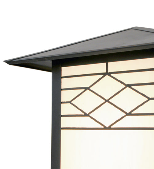 Meyda Lighting Seneca 17" Craftsman Brown Ponte Outdoor Post Mount Light With White Art Shade Glass