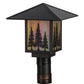 Meyda Lighting Seneca 17" Craftsman Brown Tall Pines Outdoor Post Mount Light With Beige Iridescent Shade Glass