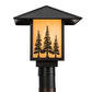 Meyda Lighting Seneca 17" Craftsman Brown Tall Pines Outdoor Post Mount Light With Beige Iridescent Shade Glass