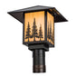 Meyda Lighting Seneca 17" Craftsman Brown Tall Pines Outdoor Post Mount Light With Beige Iridescent Shade Glass