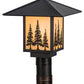 Meyda Lighting Seneca 17" Craftsman Brown Tall Pines Outdoor Post Mount Light With Beige Iridescent Shade Glass