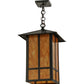 Meyda Lighting Seneca 17" Craftsman Brown Window Pane Pendant Light With Ambra Siena Idalight Shade Glass