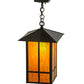 Meyda Lighting Seneca 17" Craftsman Brown Window Pane Pendant Light With Ambra Siena Idalight Shade Glass