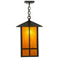 Meyda Lighting Seneca 17" Craftsman Brown Window Pane Pendant Light With Ambra Siena Idalight Shade Glass