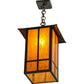 Meyda Lighting Seneca 17" Craftsman Brown Window Pane Pendant Light With Ambra Siena Idalight Shade Glass