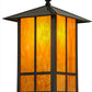 Meyda Lighting Seneca 17" Craftsman Brown Window Pane Pendant Light With Ambra Siena Idalight Shade Glass