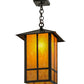Meyda Lighting Seneca 17" Craftsman Brown Window Pane Pendant Light With Ambra Siena Idalight Shade Glass