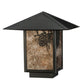 Meyda Lighting Seneca 17" Craftsman Brown Winter Pine Outdoor Post Mount Light With Silver Mica Shade Glass
