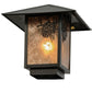 Meyda Lighting Seneca 17" Craftsman Brown Winter Pine Outdoor Post Mount Light With Silver Mica Shade Glass