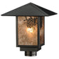 Meyda Lighting Seneca 17" Craftsman Brown Winter Pine Outdoor Post Mount Light With Silver Mica Shade Glass
