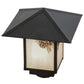 Meyda Lighting Seneca 17" Craftsman Brown Winter Pine Outdoor Post Mount Light With White Art Shade Glass