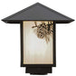 Meyda Lighting Seneca 17" Craftsman Brown Winter Pine Outdoor Post Mount Light With White Art Shade Glass