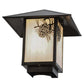 Meyda Lighting Seneca 17" Craftsman Brown Winter Pine Outdoor Post Mount Light With White Art Shade Glass