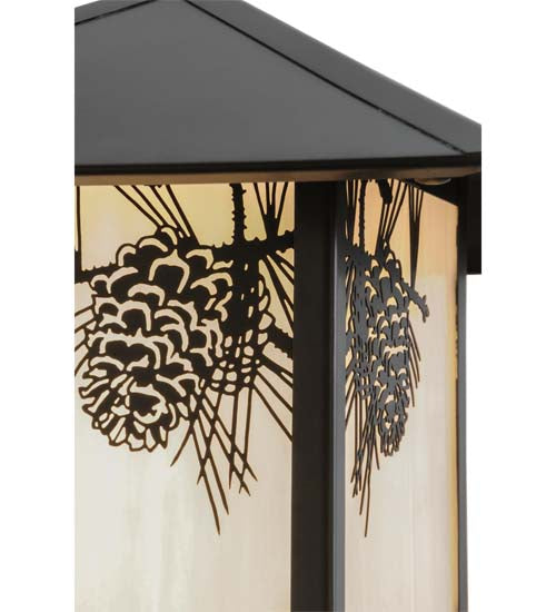 Meyda Lighting Seneca 17" Craftsman Brown Winter Pine Outdoor Post Mount Light With White Art Shade Glass