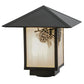 Meyda Lighting Seneca 17" Craftsman Brown Winter Pine Outdoor Post Mount Light With White Art Shade Glass