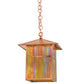 Meyda Lighting Seneca 17" Natural Copper Double Bar Mission Pendant Light With Beige Iridescent Shade Glass