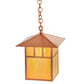 Meyda Lighting Seneca 17" Natural Copper Double Bar Mission Pendant Light With Beige Iridescent Shade Glass