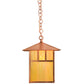 Meyda Lighting Seneca 17" Natural Copper Double Bar Mission Pendant Light With Beige Iridescent Shade Glass