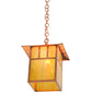 Meyda Lighting Seneca 17" Natural Copper Double Bar Mission Pendant Light With Beige Iridescent Shade Glass