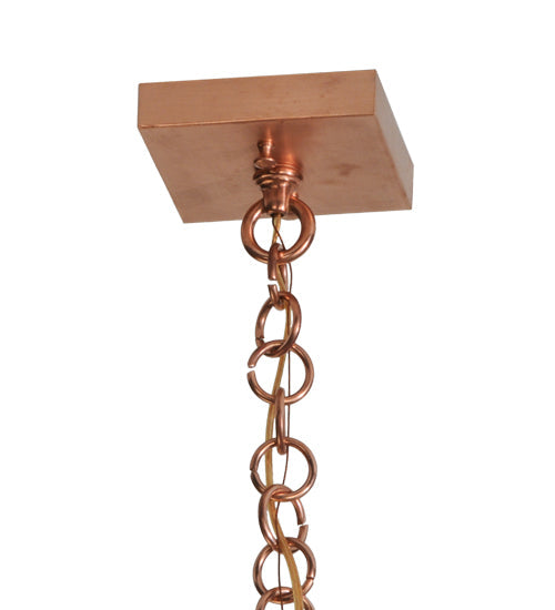 Meyda Lighting Seneca 17" Natural Copper Double Bar Mission Pendant Light With Beige Iridescent Shade Glass