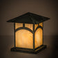 Meyda Lighting Seneca 17" Verdigris Hill Top Outdoor Pier Mount Light With Beige Iridescent Art Shade Glass