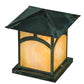Meyda Lighting Seneca 17" Verdigris Hill Top Outdoor Pier Mount Light With Beige Iridescent Art Shade Glass