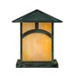 Meyda Lighting Seneca 17" Verdigris Hill Top Outdoor Pier Mount Light With Beige Iridescent Art Shade Glass