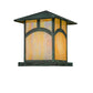 Meyda Lighting Seneca 17" Verdigris Hill Top Outdoor Pier Mount Light With Beige Iridescent Art Shade Glass