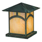 Meyda Lighting Seneca 17" Verdigris Hill Top Outdoor Pier Mount Light With Beige Iridescent Art Shade Glass