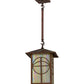 Meyda Lighting Seneca 17" Vintage Copper Circle Cross Lantern Pendant Light With Beige Iridescent Shade Glass