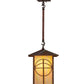 Meyda Lighting Seneca 17" Vintage Copper Circle Cross Lantern Pendant Light With Beige Iridescent Shade Glass